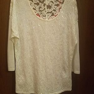 Cute Sequin and Lace Shirt